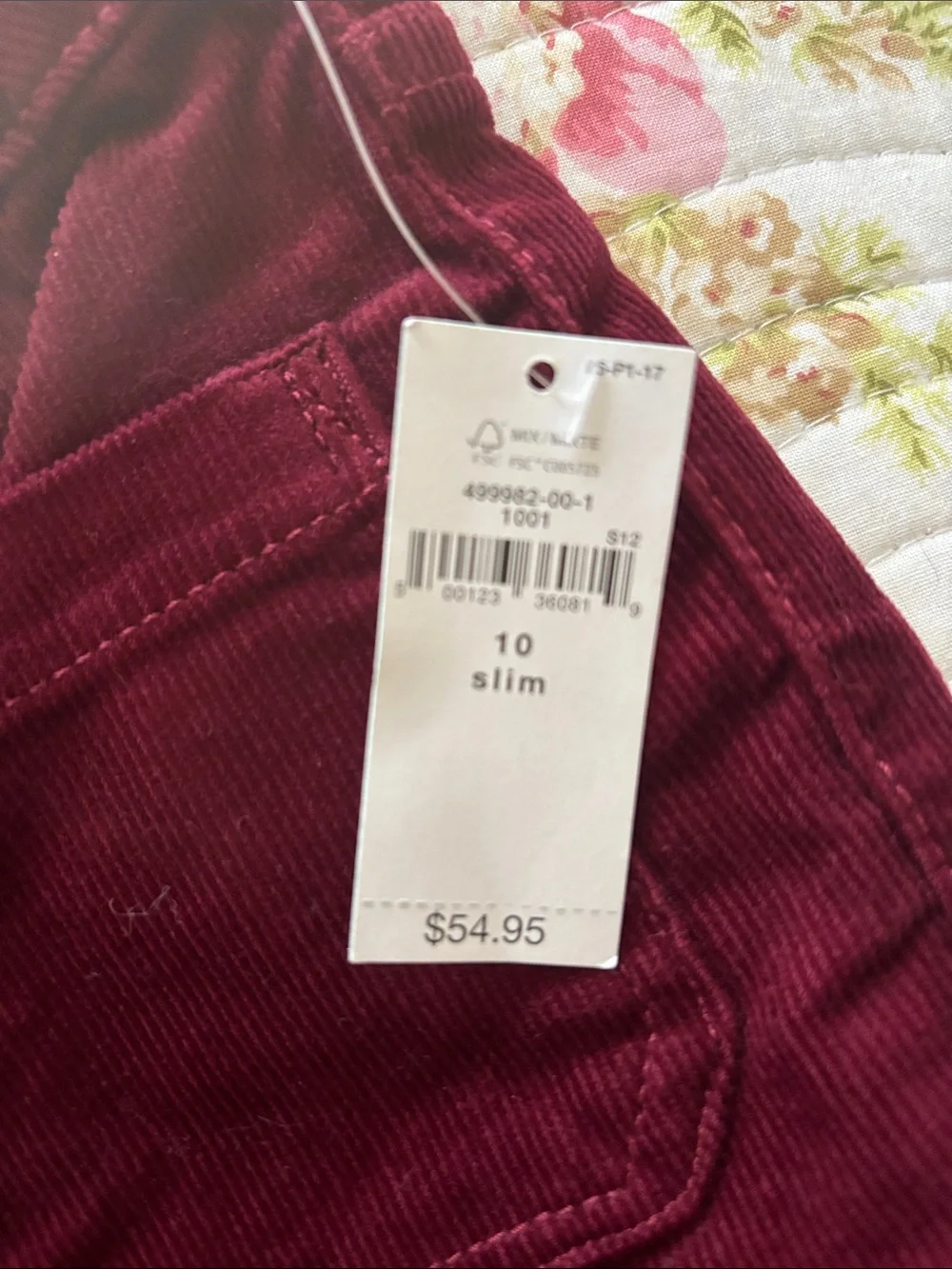 GAP Burgundy Button-Front Flare Corduroy Pants